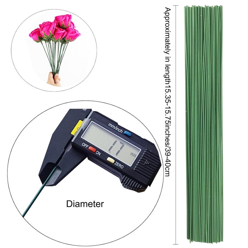 Arlai 18 Gauge DIY Craft Flower Stems Diameter 1.7mm Dark Green Artificial Flower Stems 16 Inch 50PCS Party Decoration Plastic Flower Sticks - DIY Vase Filler Wrapped Stems - Image 2